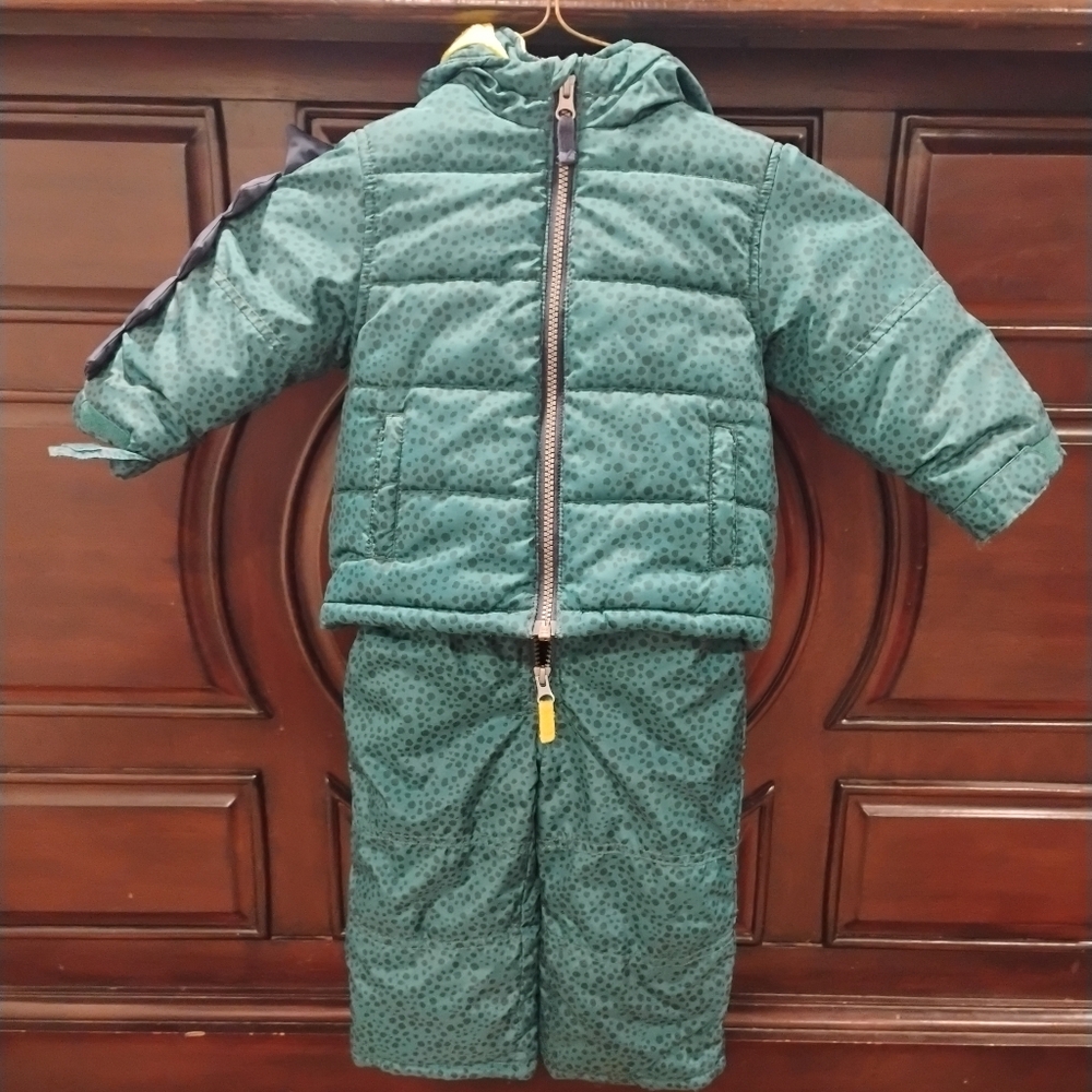 Green Puffer Jacket and Pants Set